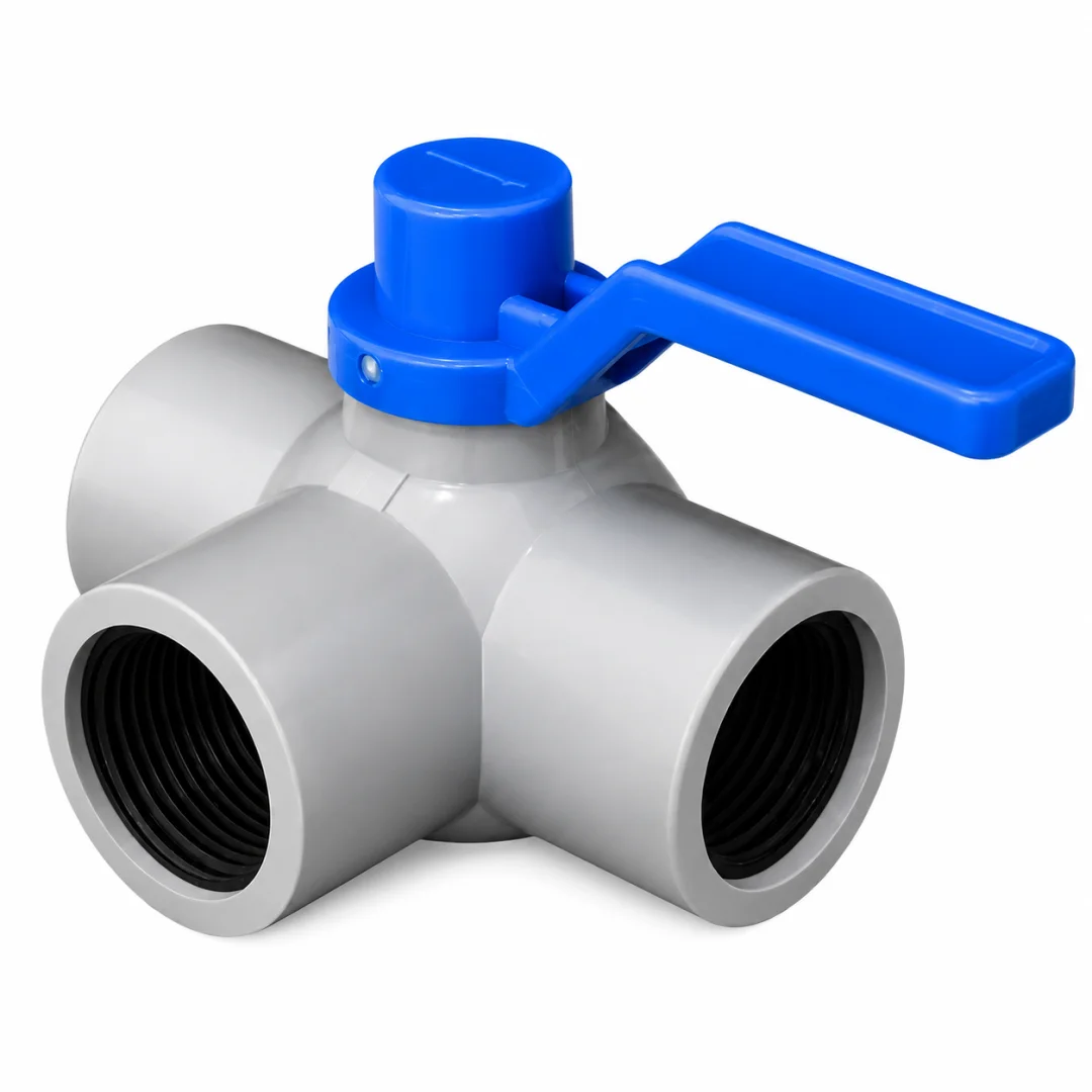 Preview Image 1 PP Three Way Ball Valve 1 Inch Threaded 